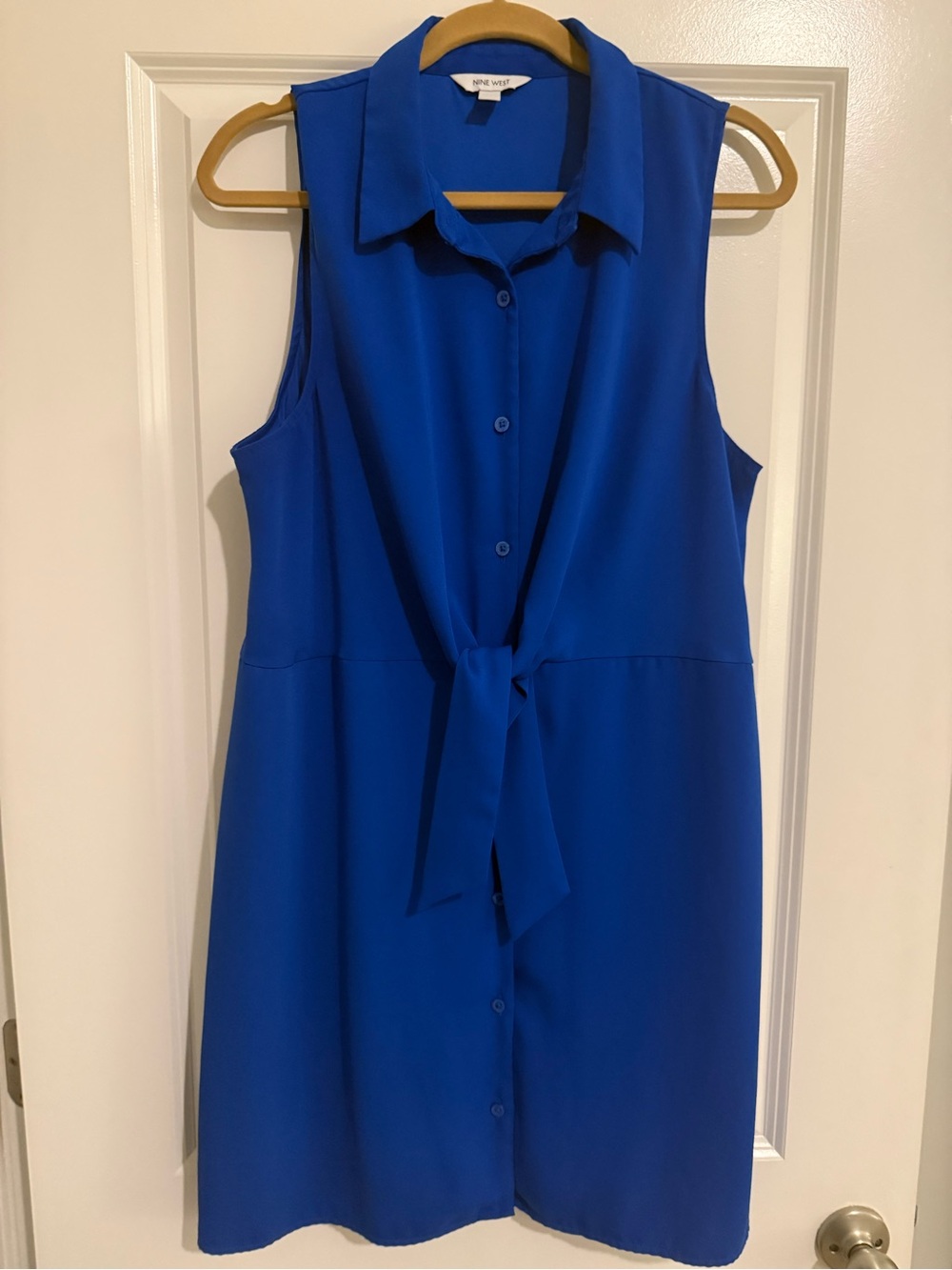 Nine West Royal Blue Sleeveless Tie-Front Mini Dress